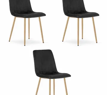 LAVA set stolica - crni baršun / noge u boji drveta x 3 - Pribislavec