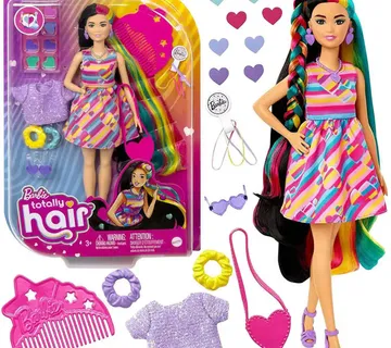 Lutka Barbie Totally Hair šareni dizajn sa srcima - Pribislavec
