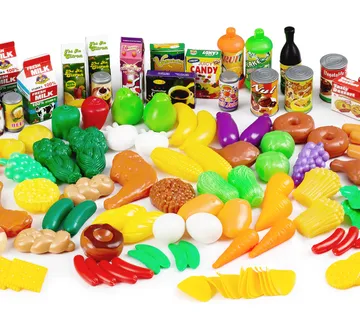 Veliki set plastičnih prehrambenih proizvoda 120 komada - Pribislavec