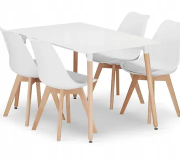 ADRIA 120x80 pravokutni stol bijeli + 4 MARK bijele stolice - Pribislavec