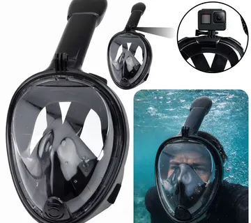 Maska za ronjenje s maskom i disalicom za cijelo lice s anti-fog sustavom, crna, L/XL - Pribislavec