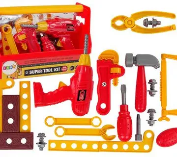 Dječji DIY set s alatom u kutiji crveno - žuti - Pribislavec