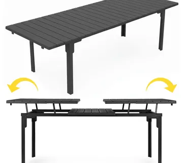 MultiGarden Rastezljivi vrtni stol 180–240 cm za 12 osoba, čelik i HDPE, sivi - Pribislavec