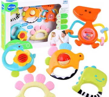 Hola set šarenih zvečki i grickalica za bebe dinosauri - Pribislavec