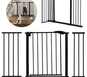 ECOTOYS sigurnosna vrata 74–132 cm za stepenice i vrata – čelična s dodatnim panelima, crna - Pribislavec
