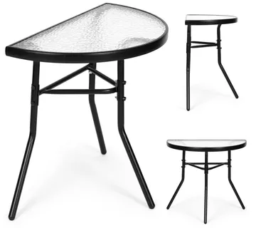 Polukružni vrtni stakleni stol 70x43 cm - Pribislavec
