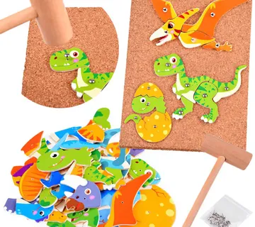 Kreativni set izrade panoa s pribadačama i oblicima dinosauri - Pribislavec