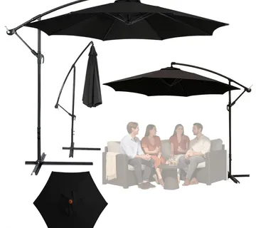 Veliki bočni vrtni suncobran – 350 × 250 cm, crni, podesivi nagib - Pribislavec