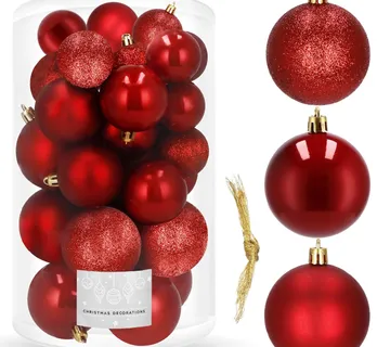 Božićne kuglice 4 / 5 / 6 cm – set 30 komada crveni - Pribislavec