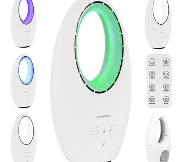 Moderni samostojeći podni ventilator bez lopatica, 60 W, 3 načina rada, s daljinskim upravljačem, timerom i LED rasvjetom - Pribislavec