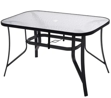 Springos stakleni vrtni stol, crni 150 x 90 cm - Pribislavec