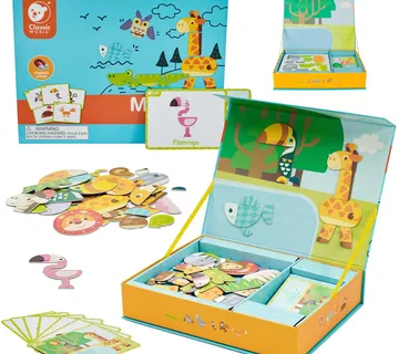 Classic World magnetna slagalica: Životinje, tabla s kockama, puzzle za pamćenje, 60 el. - Pribislavec