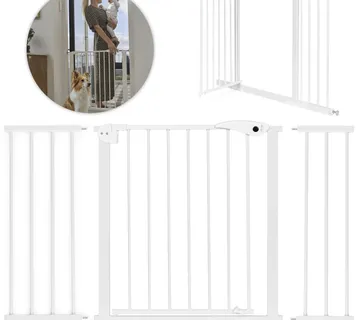 ECOTOYS sigurnosna vrata 74–132 cm za stepenice i vrata – čelična s dodatnim panelima, bijela - Pribislavec
