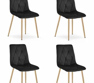 LIBRA set stolica - crni baršun / noge u boji drveta x 4 - Pribislavec