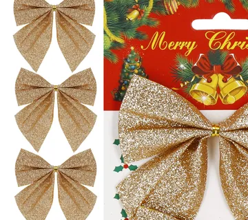 Božićne mašne 11 × 11 cm – set 3 komada, zlatne - Pribislavec