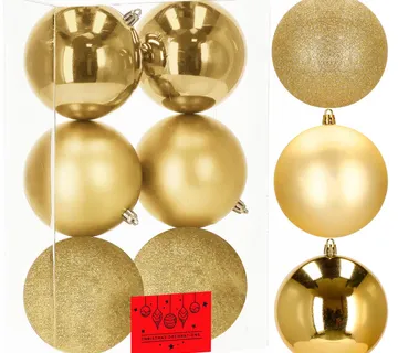 Božićne kuglice 10 cm – set od 6 komada, zlatna - Pribislavec