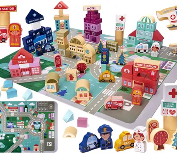 Drvene kocke puzzle grad 100 kom. - Pribislavec