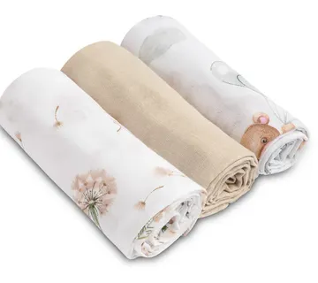 Muslin pelene 3 kom sivi/bež medvjed - Pribislavec