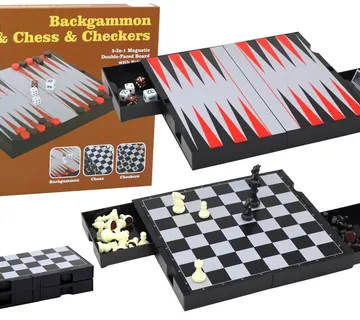 3u1 set za igru na magnetnoj ploči - šah, dame, backgammon - Pribislavec