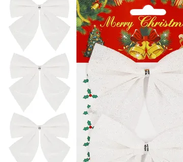 Božićne mašne 11 × 11 cm – set 3 komada, bijele - Pribislavec