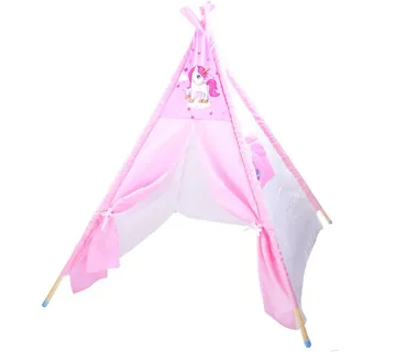Indijanski šator Teepee s jednorogom - roza - Pribislavec