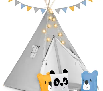 Nukido Teepee šator za djecu s svjetlima - sivi - Pribislavec
