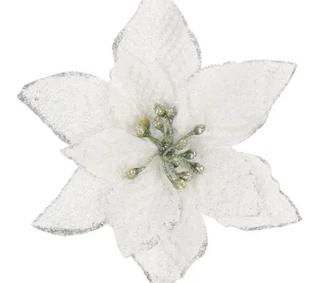 Božićni ukras “Božićna zvijezda” – 13 × 13 cm, srebrna sa šljokicama - Pribislavec