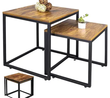 Rustikalni set od 2 stolića za kavu – kvadratni, 45 × 50 cm i 40 × 45 cm - Pribislavec