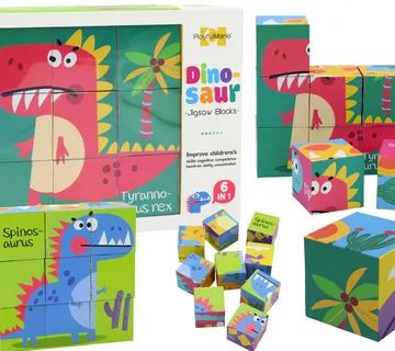 Edukativne puzzle kocke 6u1 s uzorkom dinosaura 9 kom - Pribislavec