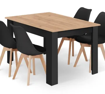 Mark pravokutni stol 120x80 craft + 4 stolice,crna - Pribislavec