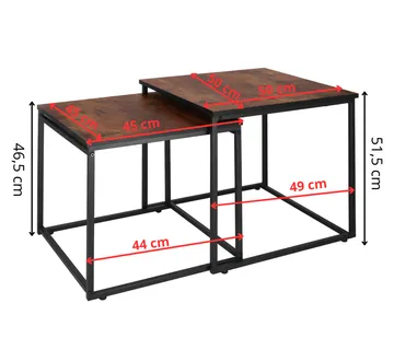 Springos set stolova za kavu, dimenzije 50 x 50 x 50 cm i 45 x 45 x 45 cm - Pribislavec
