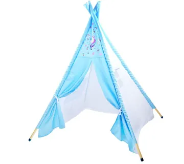 Indijanski šator Teepee s jednorogom - plavi - Pribislavec