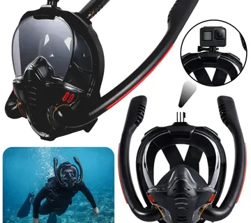 Maska za ronjenje s maskom za cijelo lice, anti-fog, DryTop, crna, L/XL - Pribislavec