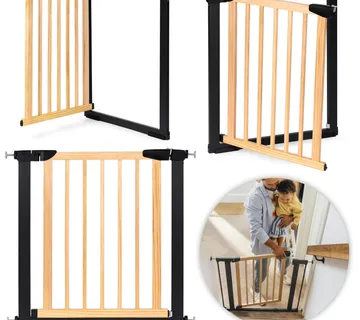 Sigurnosna ograda, 74-80 cm, za stepenice i vrata, metal i drvo, ECOTOYS - Pribislavec