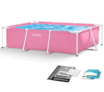 INTEX 28266 veliki pravokutni bazen s čeličnim okvirom – 220 × 150 cm,pink - Pribislavec