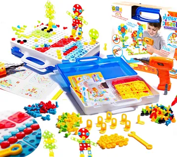 Kreativni set odvijač, bušilica, vijci, kockice, 237 elemenata - Pribislavec