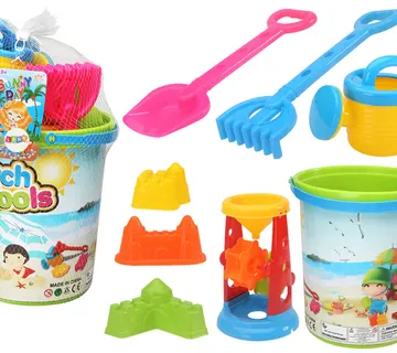 Set igračaka za pijesak, kanta, mlin, kanta za zalijevanje, šareni kalupi - Pribislavec