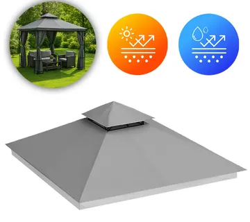 MultiGarden zamjenski krov za vrtni paviljon 3x3 m – vodootporan, s otvorom za ventilaciju, sivi - Pribislavec