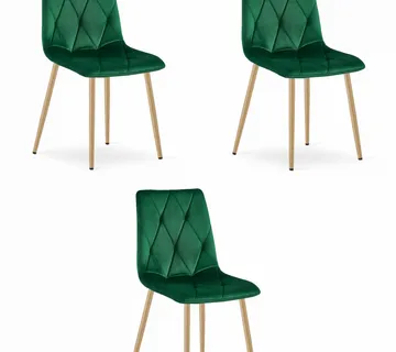 LIBRA set stolica - tamno zeleni baršun / noge u boji drveta x 3 - Pribislavec