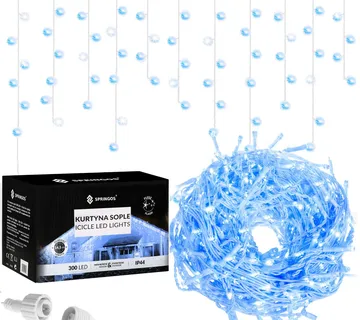 Springos zavesa s kapljicama, 300 LED, 12m, plava+bijela - Pribislavec