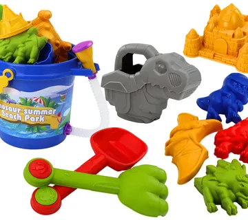 Set kanti za pijesak s tušem, lopaticom, grabljama, kalupima, dinosaurima - Pribislavec