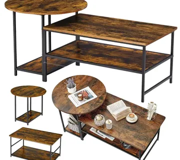 Rustikalni set stolića za kavu 2-u-1 – drvo, vintage stil, 123 × 60 × 51 cm - Pribislavec