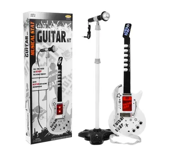 Dječja električna gitara s mikrofonom bijela - Pribislavec