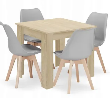 Set kvadratni stol 80x80 sonoma hrast + 4 MARK sive stolice - Pribislavec