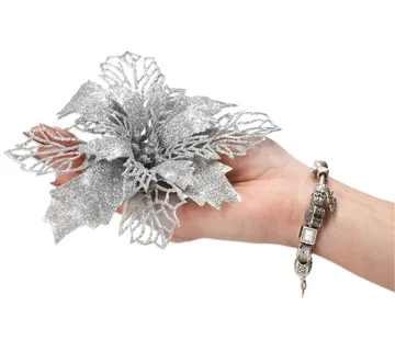 Božićni ukras “Božićna zvijezda” – promjer 16 cm, srebrna - Pribislavec