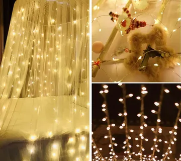 LED žičane lampice- zavjesa – 300 lampica, toplo bijela - Pribislavec