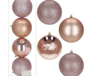 Božićne kuglice 12 cm – set 4 komada roze - Pribislavec