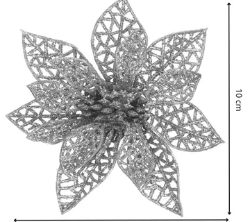 Božićni ukras “Božićna zvijezda” – 11 × 11 cm, srebrna sa šljokicama - Pribislavec