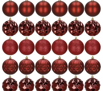 Božićne kuglice 8 cm – set 30 komada nijanse crvene - Pribislavec