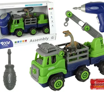 Dječji DIY kamion transporter dinosaura raptora s odvijačima zeleni - Pribislavec